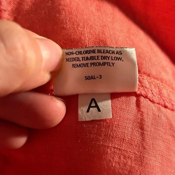 Eileen Fisher Irish Linen Long Sleeve Button Down Jacket with pockets Coral - Picture 8 of 8